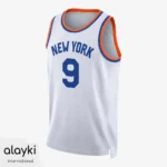 Alayki White and Blue Basketball Jersey for Men | Arched Chest Wordmark Mesh-Panel Finish SMBT110