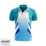 Alayki Teal and Sky Blue Cricket Polo Jersey for Men | with Chevron Side Stripes Smooth Stretch Finish SMCK111
