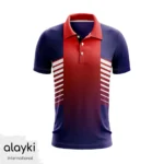 Alayki Navy and Red Cricket Polo Jersey for Men | with Diagonal Chevron Panel Smooth Stretch Finish SMCK112