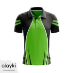 Alayki Black and Green Cricket Polo Jersey for Men | with Contrast Front Panel Smooth Stretch Finish SMCK113