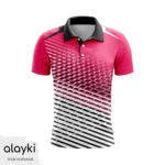 Alayki Pink and Black Cricket Polo Jersey for Men | with Diagonal Stripe Fade Smooth Stretch Finish SMCK114