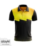 Alayki Yellow and Black Cricket Polo Jersey for Men | with Color-Block Design Smooth Stretch Finish SMCK115