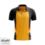 Alayki Gold and Black Cricket Polo Jersey for Men | with Contrast Side Stripes Smooth Stretch Finish SMCK116