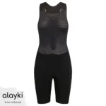 Alayki Black Cycling Bib Suit for Women | with Front-Zip Mesh Panel Smooth Stretch Finish SWCL201