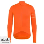 Alayki Orange Long Sleeve Cycling Jersey for Men | with Reflective Sleeve Stripes Smooth Stretch Finish SMCL103