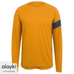 Alayki Mustard Long Sleeve Cycling Jersey for Men | with Contrast Sleeve Panel Smooth Stretch Finish SMCL104