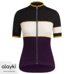 Alayki Black and Purple Cycling Jersey for Women | Colour-Block Panels Smooth Stretch Finish SWCL101