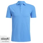 Alayki Sky Blue Golf Polo Shirt for Men | Button-Front Placket Smooth Stretch Finish SMGF101