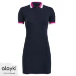 Alayki Navy Golf Polo Dress for Women | Striped Collar and Cuffs Smooth Stretch Finish SWGF401