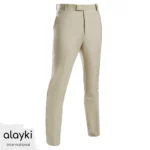 Alayki Beige Golf Trousers for Men | Flat-Front Tailored Waistband Lightweight Woven Finish SMGF301
