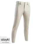 Alayki Cream Golf Trousers for Men | Five-Pocket Detailing Lightweight Woven Finish SMGF308