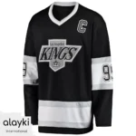 Alayki Black Ice Hockey Jersey for Men | Grey and White Sleeve Stripes Mesh-Panel Finish SMIH101