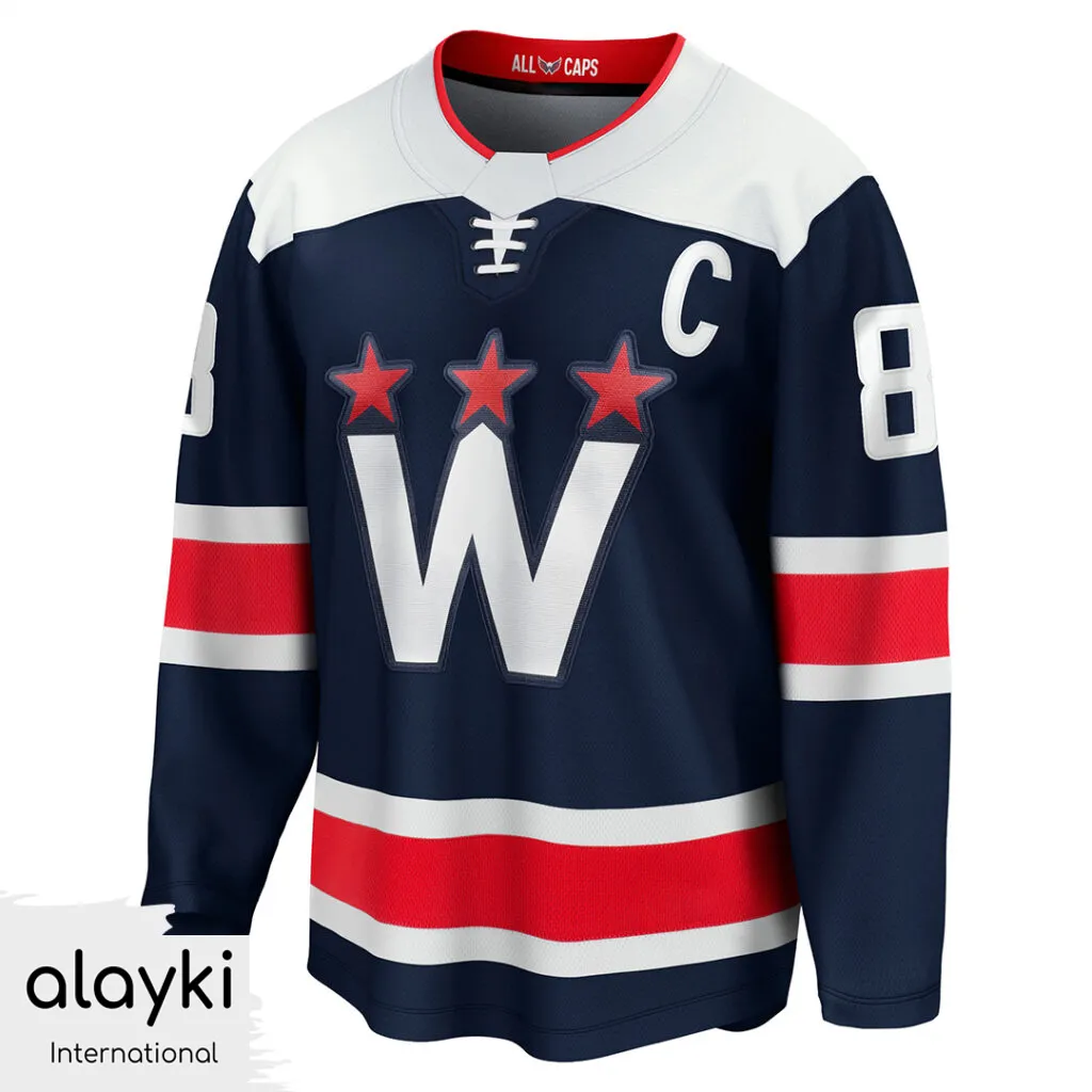 ice-hockey-uniform-jersey-SMIH102-1024x1024 Alayki Navy Blue Ice Hockey Jersey for Men | Red and White Lace-Up Collar Mesh-Panel Finish SMIH102 - Image 1