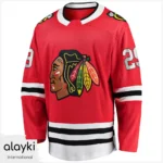 Alayki Red Ice Hockey Jersey for Men | Contrast Shoulder Patches Mesh-Panel Finish SMIH104