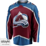 Alayki Burgundy and Blue Ice Hockey Jersey for Men | Silver Diagonal Piping Mesh-Panel Finish SMIH105