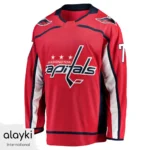 Alayki Red Ice Hockey Jersey for Men | Navy and White Sleeve Stripes Mesh-Panel Finish SMIH106