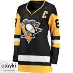 Alayki Black and Gold Ice Hockey Jersey for Women | Fashion-Fit Side Vents Mesh-Panel Finish SWIH101