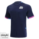 Alayki Navy Blue Rugby Jersey for Men | Contrast Cuff Smooth Stretch Finish SMRB101