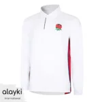 Alayki White Long-Sleeve Rugby Shirt for Men | Button-Front Placket Soft Knit Finish SMRB105
