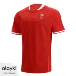 Alayki Red Rugby Jersey for Men | Chevron Chest Print Smooth Stretch Finish SMRB107