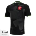 Alayki Black Rugby Jersey for Men | Geometric Print Panel Smooth Stretch Finish SMRB108