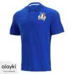 Alayki Royal Blue Rugby Polo Shirt for Men | Button-Front Placket Ribbed Knit Finish SMRB111