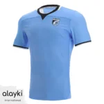 Alayki Sky Blue Rugby Jersey for Men | Ribbed Contrast Cuff Smooth Stretch Finish SMRB112