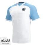 Alayki White and Sky Blue Rugby Jersey for Men | Raglan Sleeve Panel Smooth Stretch Finish SMRB113