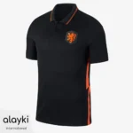 Alayki Black and Orange Soccer Polo Jersey for Men | Striped Collar Button-Front Placket Smooth Stretch Finish SMSC105