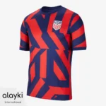 Alayki Navy and Red Geometric Print Soccer Jersey for Men | Crew Neck Sublimated Graphics Smooth Stretch Finish SMSC108