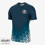 Alayki Navy Blue Ombre Soccer Jersey for Men | Geometric Print Contrast Side Panel Smooth Stretch Finish SMSC109