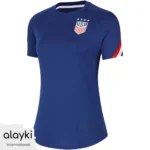 Alayki Navy Blue Soccer Jersey for Women | Contrast Sleeve Stripe Fitted Cut Smooth Stretch Finish SWSC102