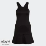 Alayki Black Tennis Dress with Crossback Straps for Women | Fitted Silhouette Smooth Stretch Finish SWTN503