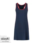 Alayki Navy and Red Tennis Dress with Racerback for Women | Contrast Trim Smooth Stretch Finish SWTN505