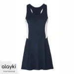 Alayki Navy and White Tennis Dress with Colour-Block Panels for Women | A-Line Hem Smooth Stretch Finish SWTN506