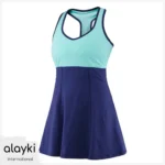 Alayki Mint and Navy Tennis Dress with Colour-Block Bodice for Women | Fit-and-Flare Smooth Stretch Finish SWTN507
