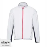 Alayki White and Navy Full-Zip Tennis Jacket for Men | Red Zip Accent Smooth Stretch Finish SMTN203