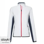 Alayki White and Navy Full-Zip Tennis Jacket for Women | Red Zip Accent Smooth Stretch Finish SWTN203